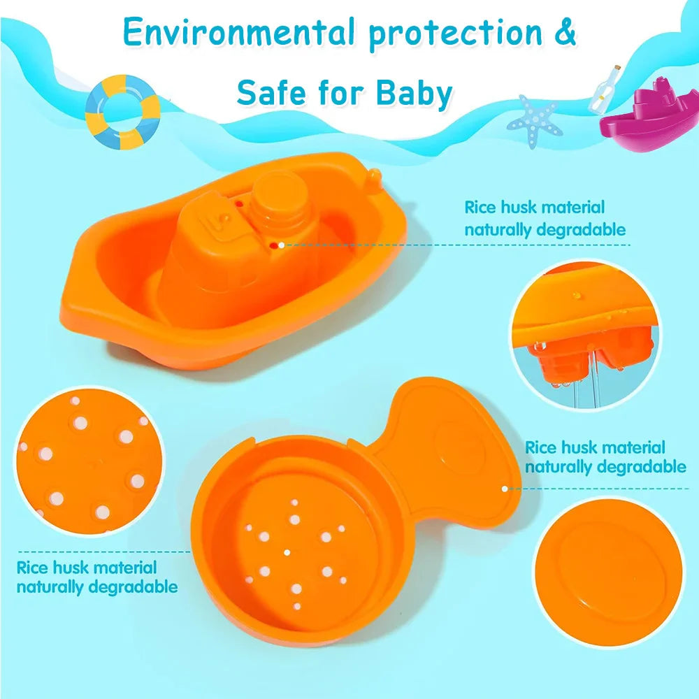 Baby Stacking Bath Toys – Rainbow Cups, Boats & Spoons Set