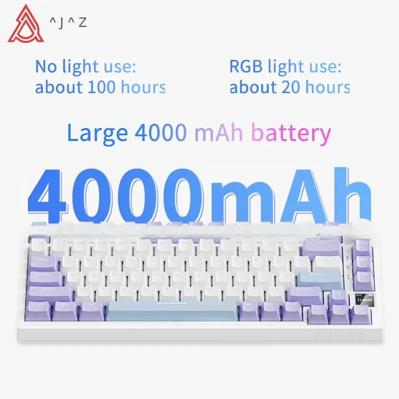 75% 82‑Key Hot‑Swappable Mechanical Gaming Keyboard — Tri‑Mode Wired/2.4GHz/Bluetooth, RGB, TFT Screen, Metal Volume Knob, USB Type‑C