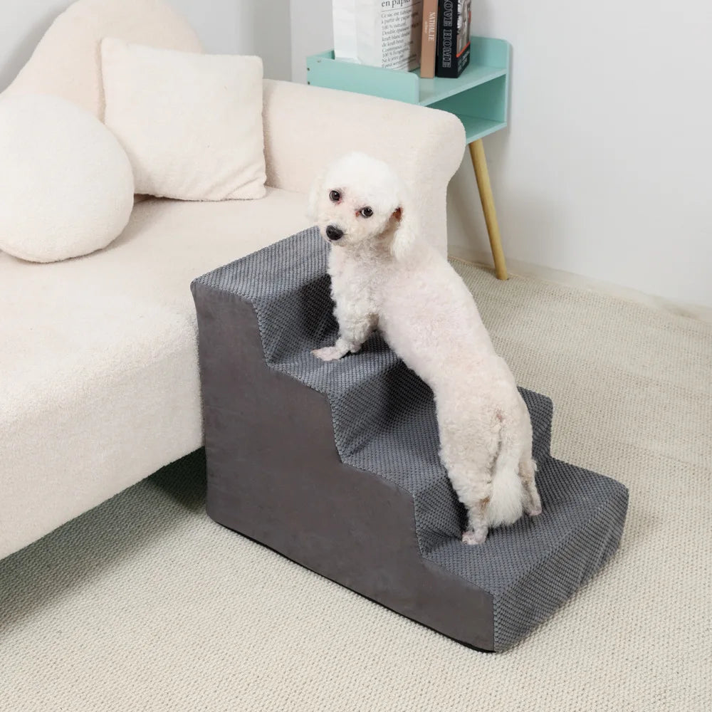 4-5-Step Memory Foam Dog & Cat Stairs with Removable Washable Cover – Pet Ramp Ladder