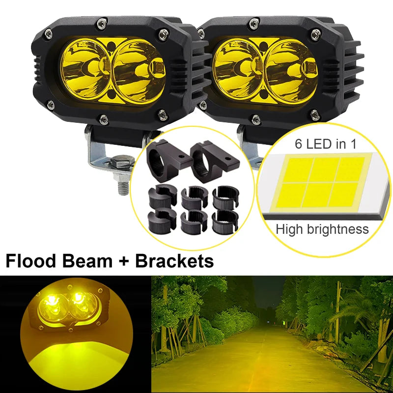 4 in (100 mm) LED Pod Light - Combo Spot + Flood Beam 9-30V Driving Work Fog Light for Car Motorcycle ATV UTV SUV Off-Road 4x4 Boat Truck