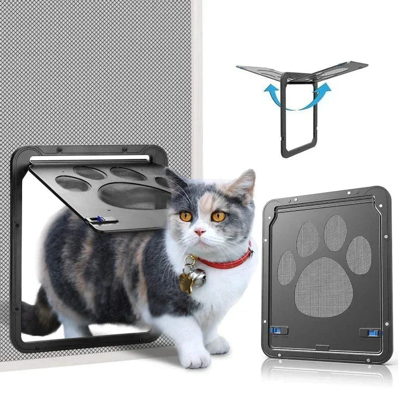 Lockable Magnetic Pet Door Flap for Cats & Dogs - Screen Window & Gate, L (9.4×11.4 in / 24×29 cm) & XL (14.6×16.5 in / 37×42 cm) Easy Install