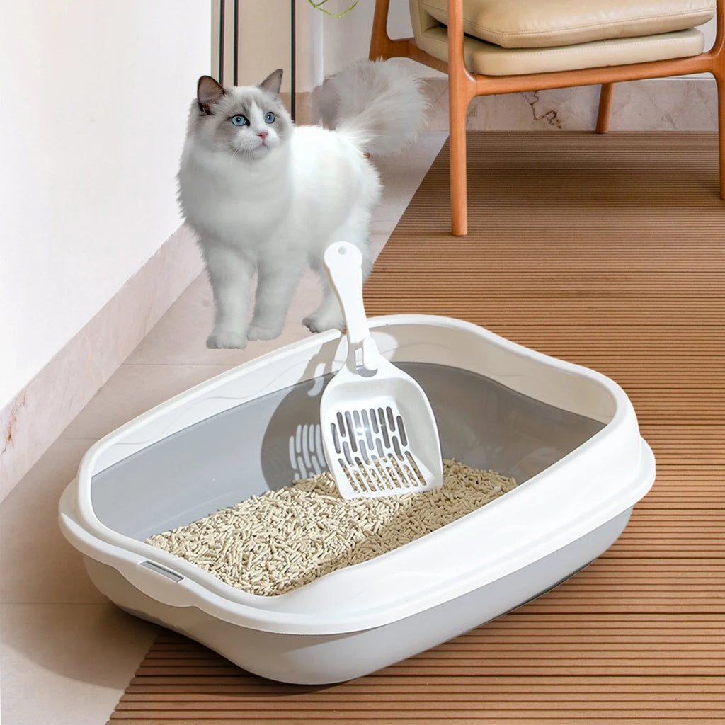 Semi-Enclosed Cat Litter Box – Splash-Proof Anti-Scatter Kitty Toilet, Large (42 x 29 x 12 cm | 16.5 x 11.4 x 4.7 in)