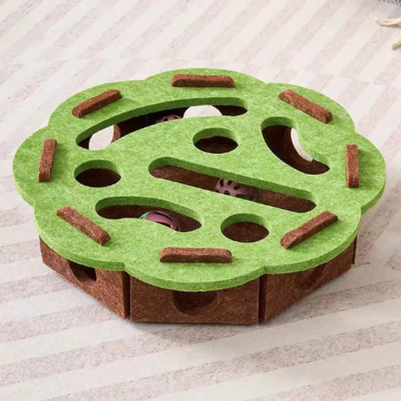 Interactive Cat Maze Toy with Bell Balls — Felt Tunnel Dig-Hole Puzzle for Kittens & Cats