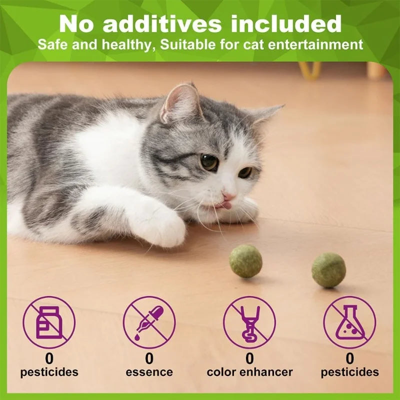 Natural Catnip Balls for Cats - 5/10/20-Pack Licking & Chew Toys, 13-15 mm (0.51-0.59 in)