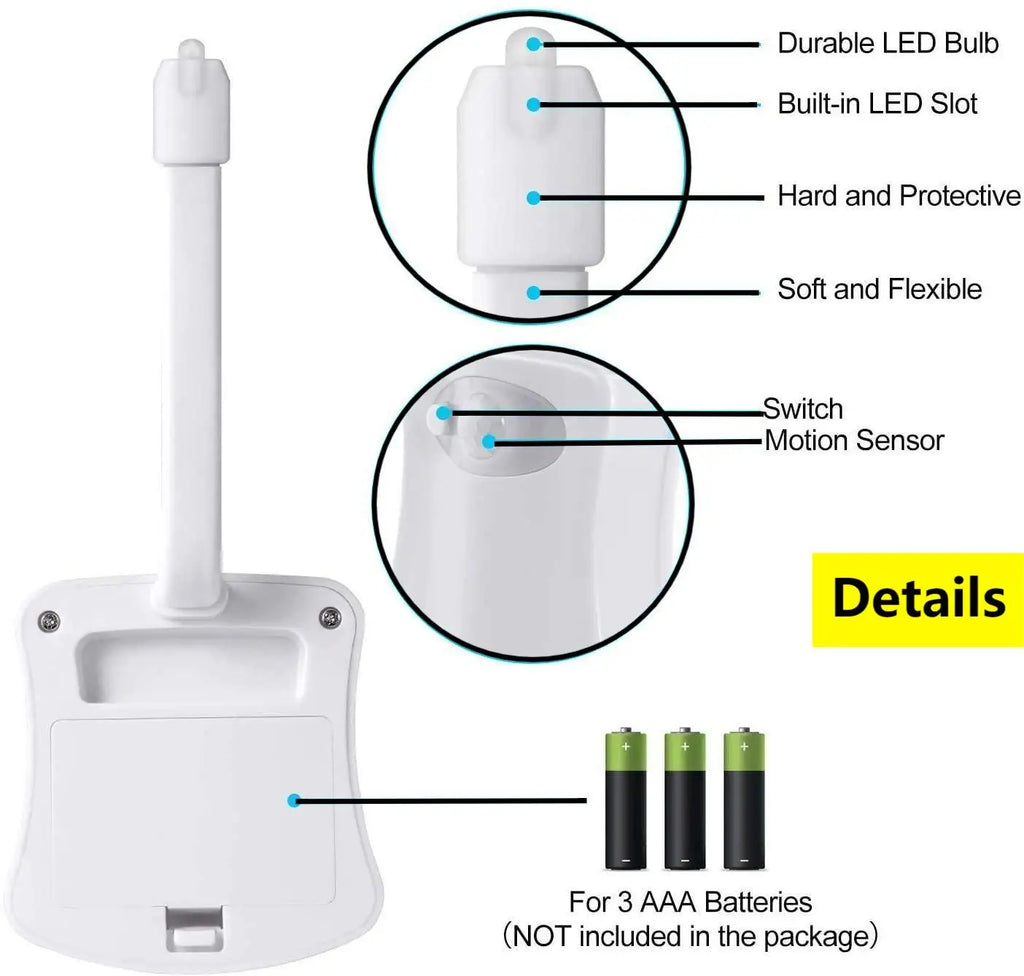 Motion Sensor Toilet Night Light 8/16-Color LED Stick-On PIR Infrared Battery Operated Nightlight for Bathroom