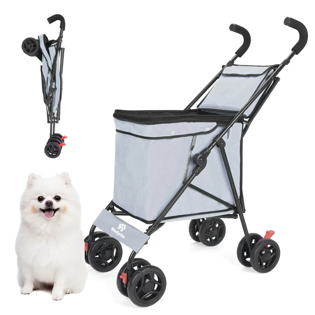 Folding Multi-Use Shopping Cart & Pet Stroller – Lightweight Portable Foldable Trolley for Market and Picnic