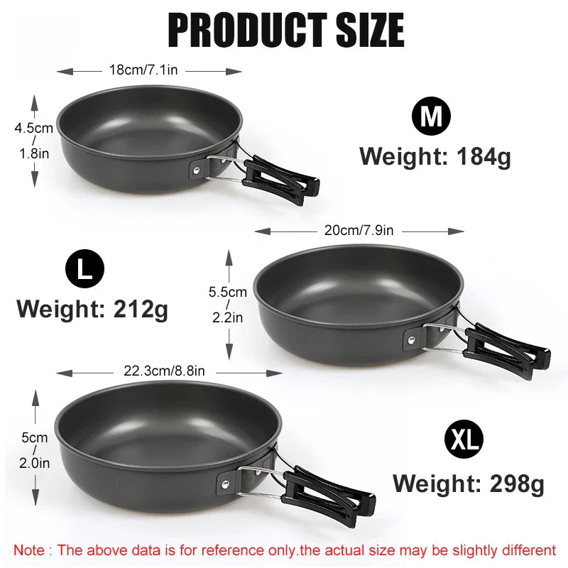 Aluminum Camping Frying Pan with Foldable Handle – Portable Outdoor Hiking Cookware & Picnic Skillet