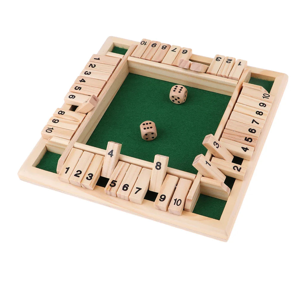 Wooden Arithmetic Dice Game Shut the Box 4-Player Party & Family Number Game