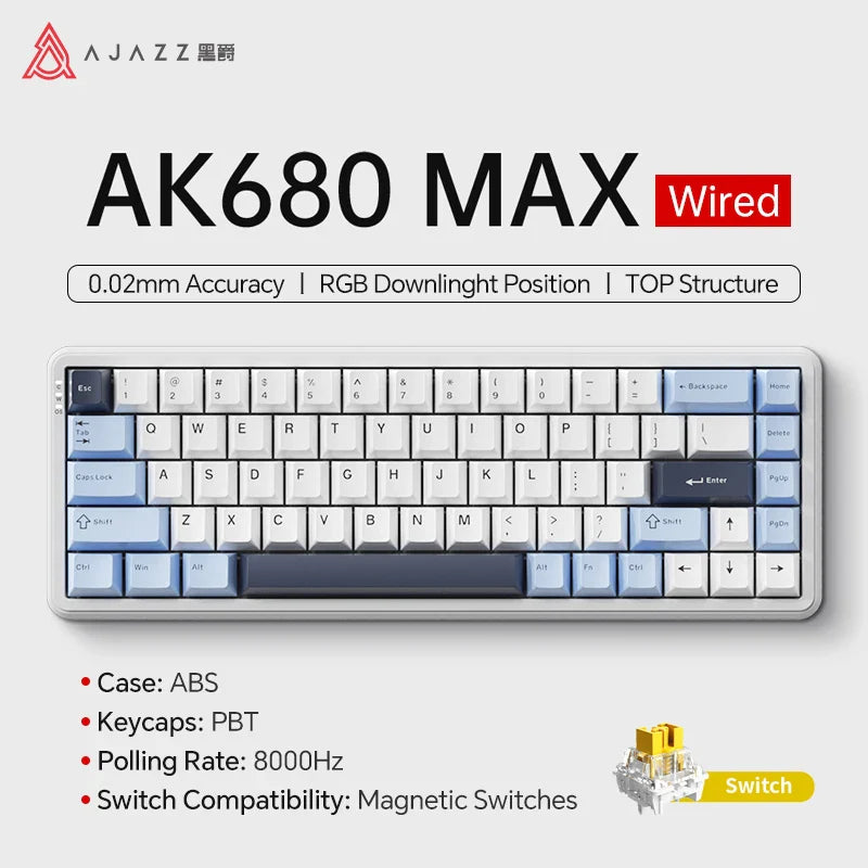 68-Key Hot-Swappable Mechanical Bluetooth & USB Compact Gaming Keyboard with RGB Backlight