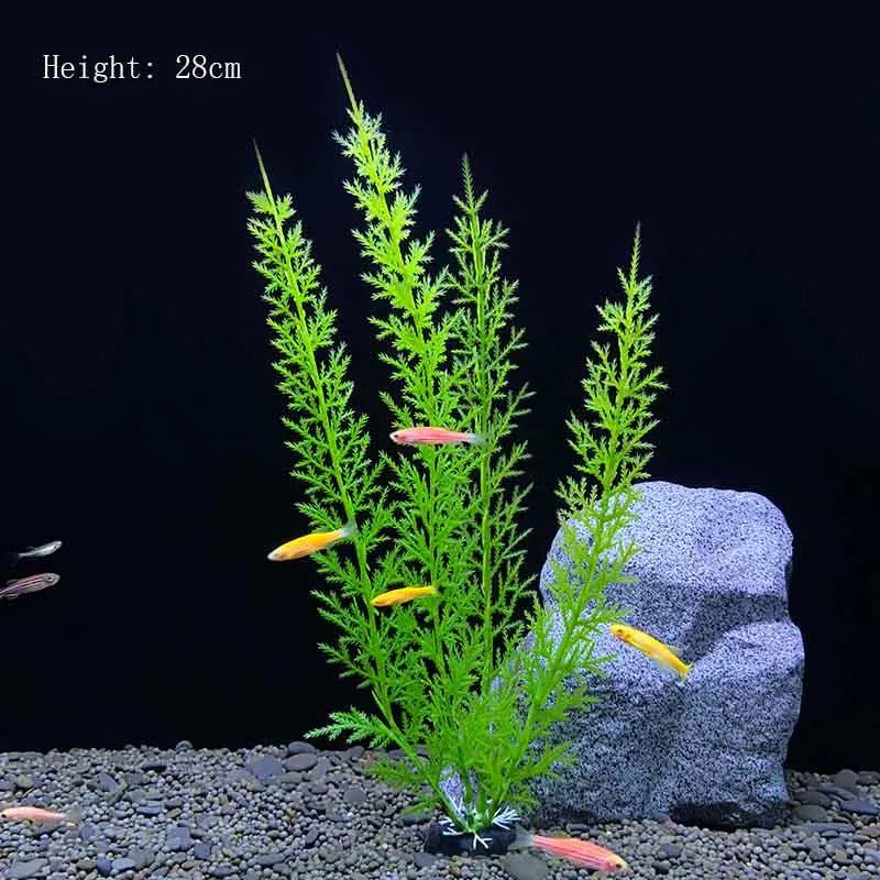 Artificial Aquarium Plants – Plastic Underwater Green Shrubs with Resin Base, Fish Tank Decoration