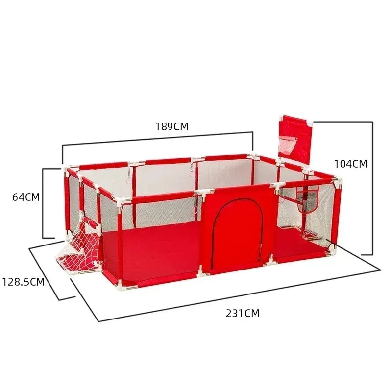 Baby Playpen & Ball Pit Play Yard – Thick Steel Pipe Kids Activity Fence, 107 x 231 x 128 cm (42 x 91 x 50 in) or 107 x 128 x 128 cm (42 x 50 x 50 in)