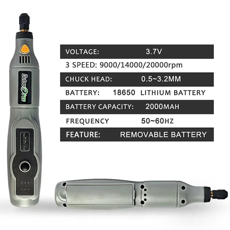 10W USB Cordless Mini Rotary Tool, 3-Speed Rechargeable Engraver & Mini Drill for DIY Woodworking & Crafts