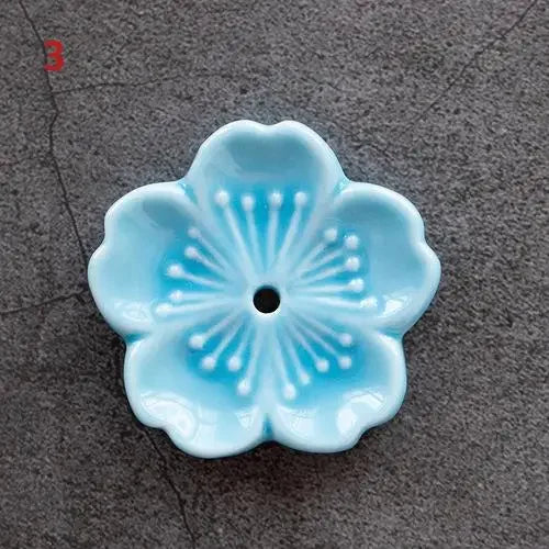 Cherry Blossom Ceramic Incense Burner Sakura Incense Stick Holder Aromatherapy Censer Home & Office Decor