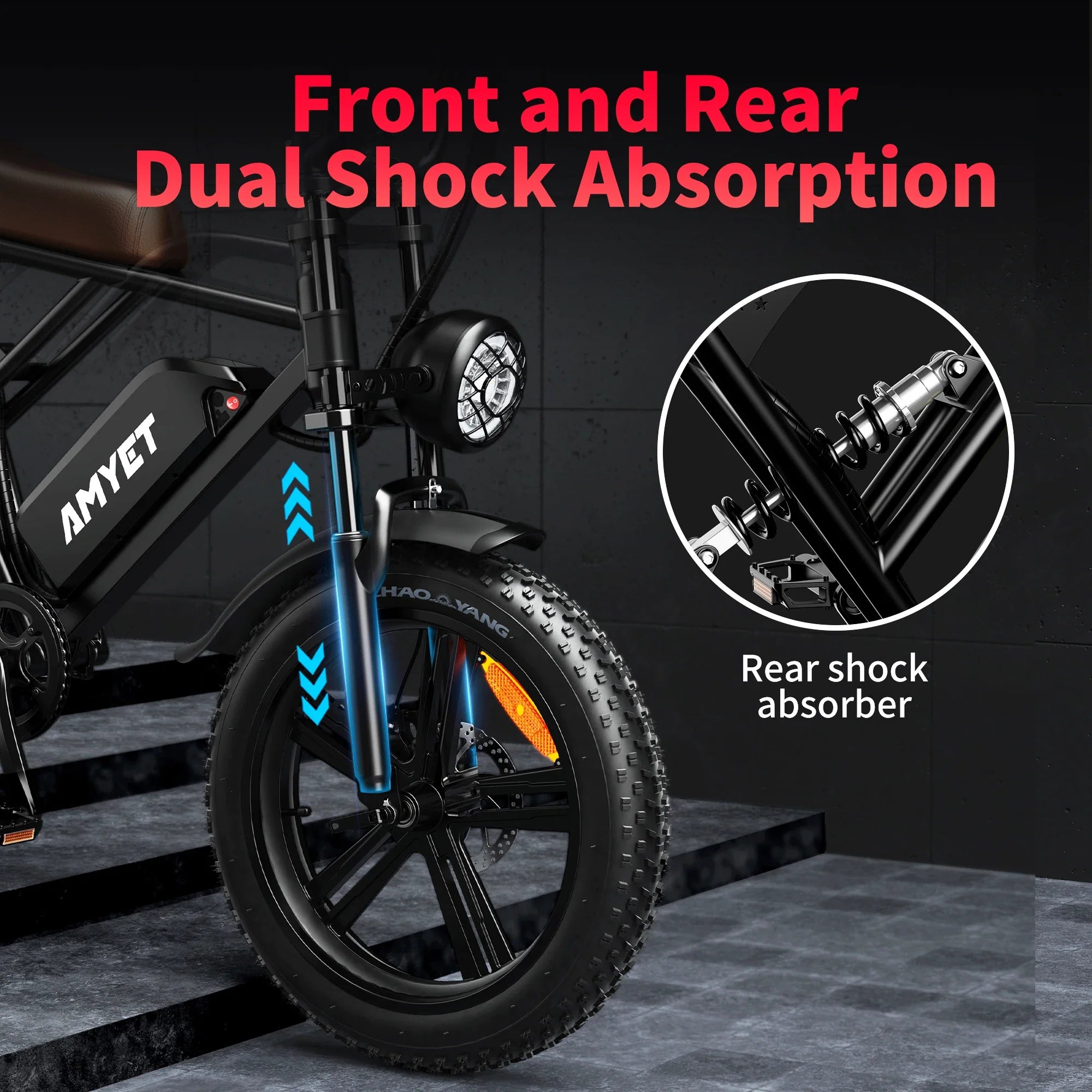 Electric Fat-Tire Bike 1000W (Peak 1500W) – 48V 20Ah Removable Battery, 20×4 in (50.8×10.16 cm) Wheels, 7-Speed, Dual Suspension