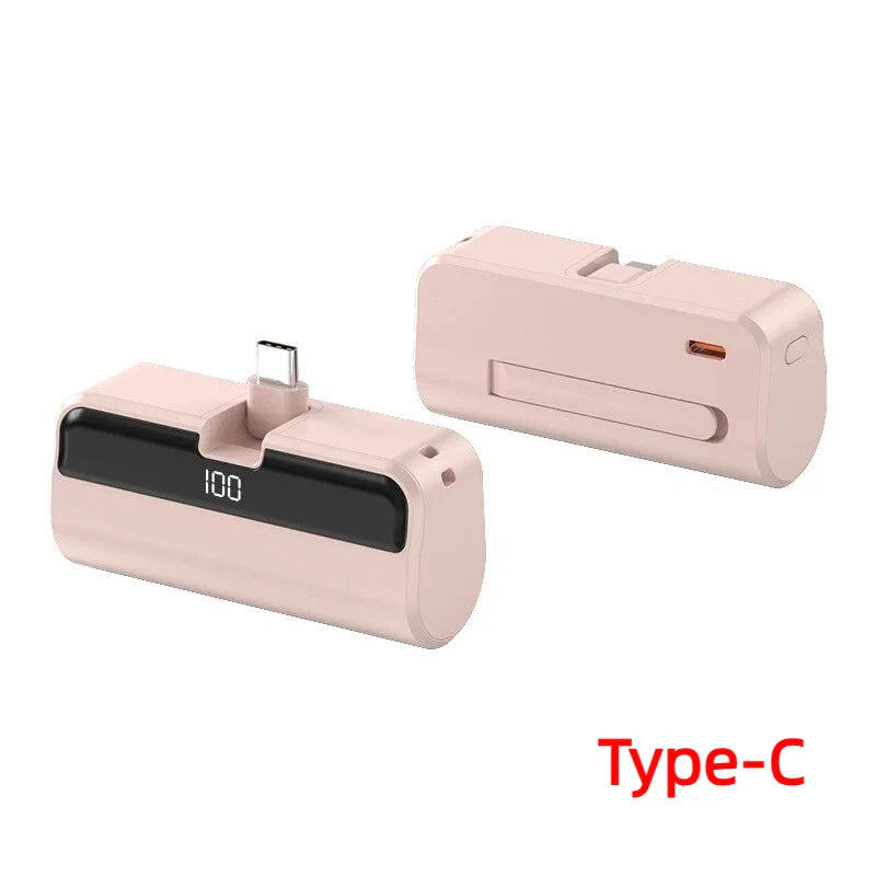 50000mAh Mini Capsule Power Bank – Portable Wireless Fast Charging with Digital Display, USB-A / USB-C / Lightning
