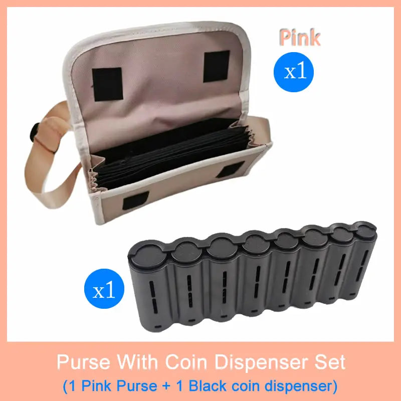 Multi-Pocket Waist Cash Bag with Euro Coin Dispenser Waiter & Cashier Coin Organizer
