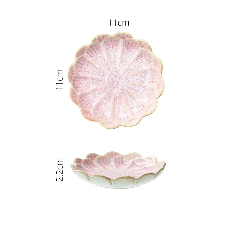 Japanese Style Ceramic Sushi & Sashimi Plate - Retro Kiln Glaze Mini Dipping Dish 11 x 11 x 3.1 cm (4.3 x 4.3 x 1.2 in)
