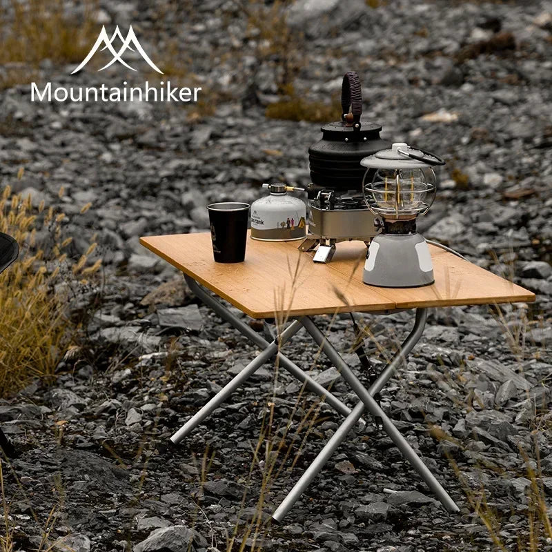 Bamboo Folding Camping Table — Portable Foldable Picnic & BBQ Outdoor Dining Table with Carry Bag