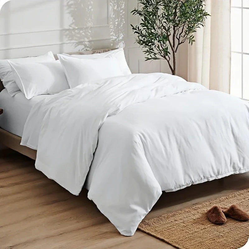 Brushed Microfiber 3-Piece Duvet Cover Set - Fits 1.0–2.2 m (3.3–7 ft) Blankets, Corner Ties & Hidden Closure, Machine Washable