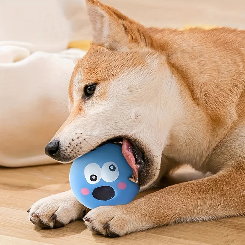 Cartoon Big Eye Squeaky Rubber Dog Ball – Durable Interactive Chew Toy for Dogs