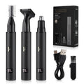 3-in-1 Rechargeable Nose, Ear, Eyebrow & Beard Trimmer with LED Display - USB Portable Hair Clipper for Men