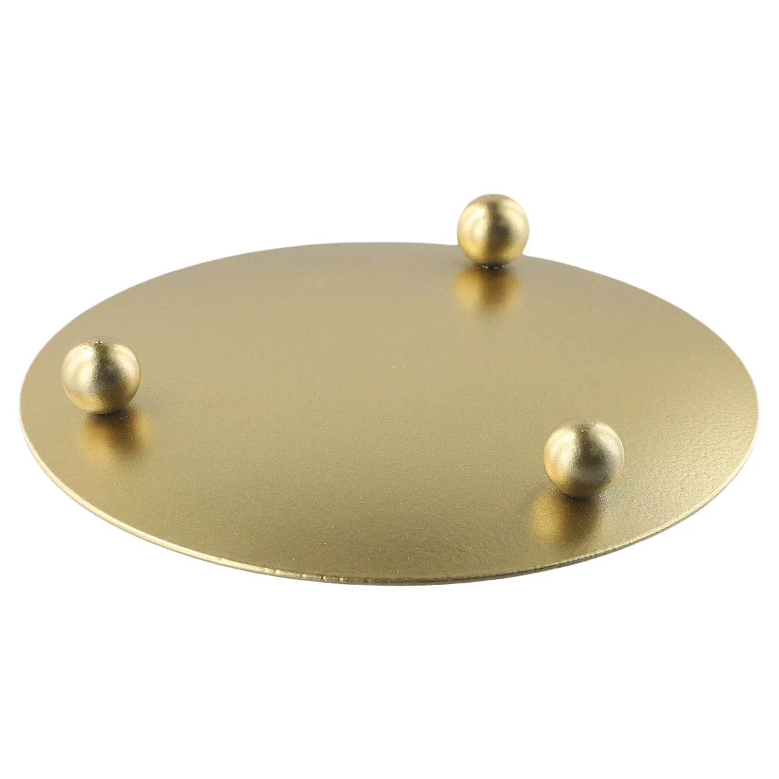 Round Iron Candle Plate Holder — Rust-Resistant Metal Pedestal for Pillar, Ball & Votive Candles, Gold or Black, Small 2.8×2.8×0.6 in (7×7×1.5 cm) & Large 4.3×4.3×0.7 in (11×11×1.7 cm)