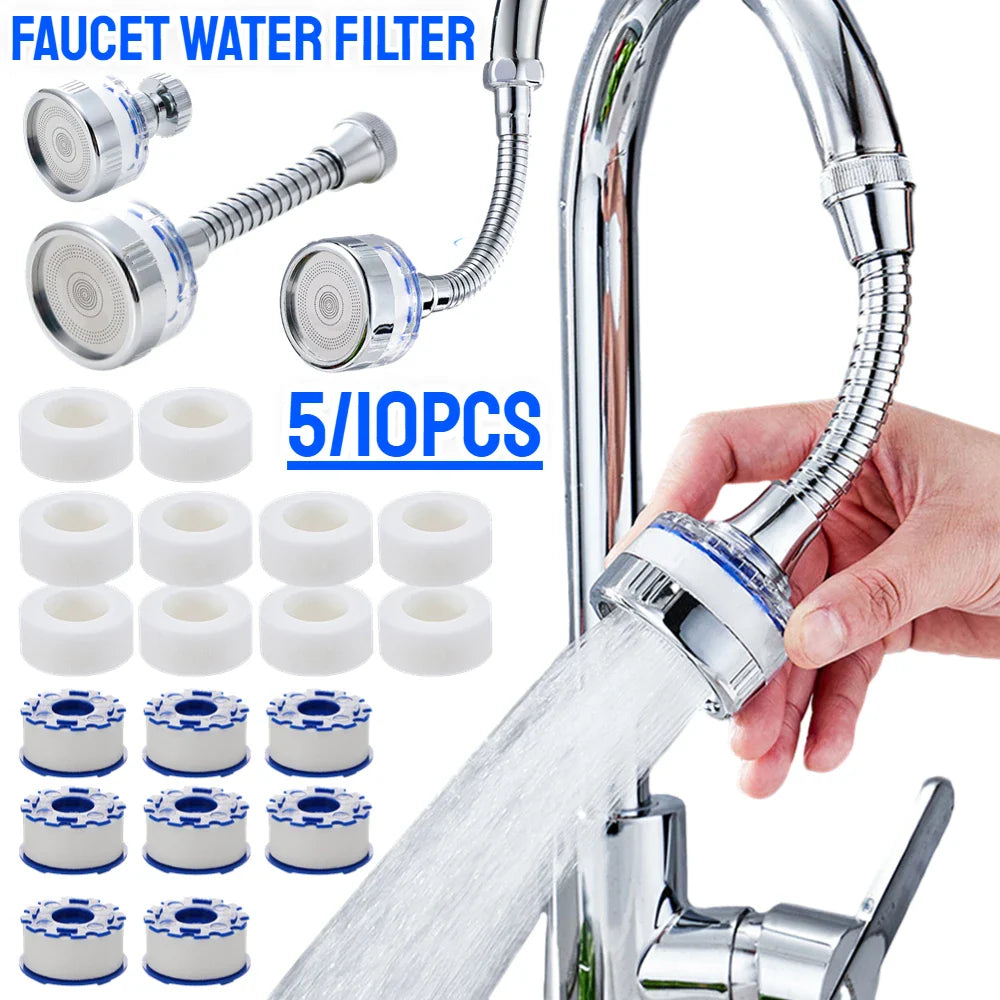 360° Rotating Faucet Water Filter Aerator Extender – Pressurized Kitchen & Bathroom Tap Purifier, Splash-Proof