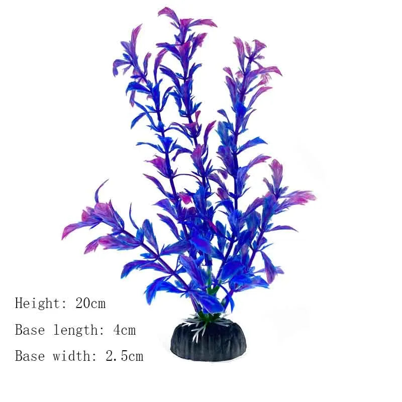 Artificial Aquarium Plants – Plastic Underwater Green Shrubs with Resin Base, Fish Tank Decoration