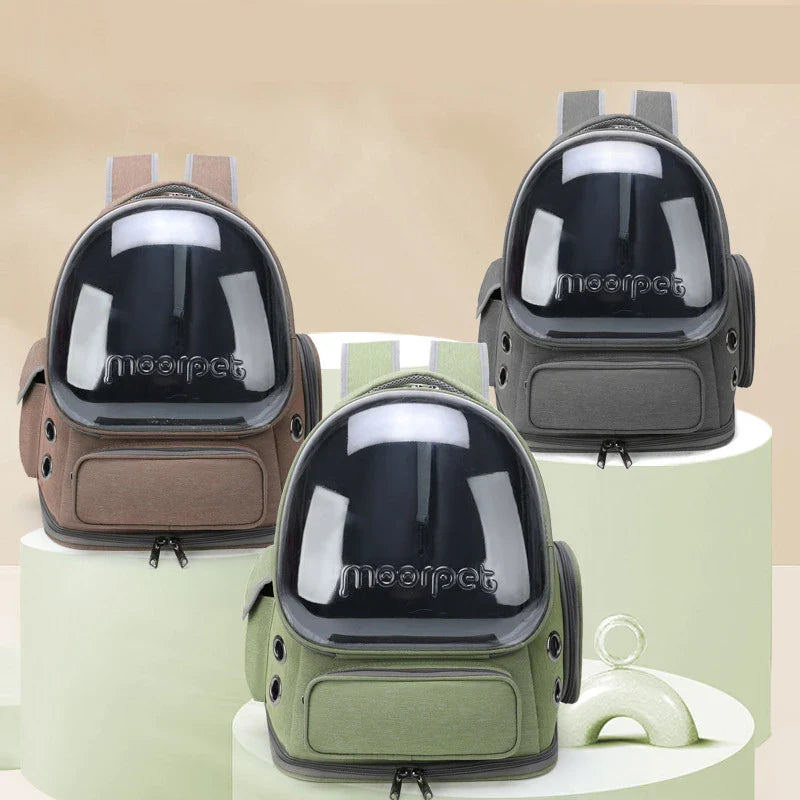 Transparent Foldable Pet Carrier Backpack – 42 x 27 x 34 cm (16.5 x 10.6 x 13.4 in) Clear Cat & Small Dog Travel Bag with Shoulder Strap