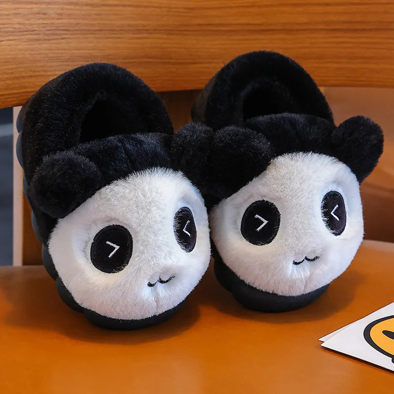 Kawaii Anime Plush Indoor Non-Slip Winter Slippers for Kids — Soft Cotton Flat Sole, Cute Cartoon Gift