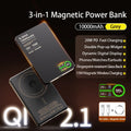 3-in-1 Magnetic Qi 2.1 Wireless Power Bank 10000mAh USB-C 20W PD & 15W Magnetic Charging for Phones, Smartwatch & Earbuds
