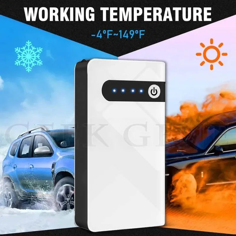 2000A Portable 12V Car Jump Starter & 44.4Wh Power Bank — Battery Booster Charger with USB, LED Flashlight, SOS, Start Petrol up to 4.0L Diesel up to 3.0L