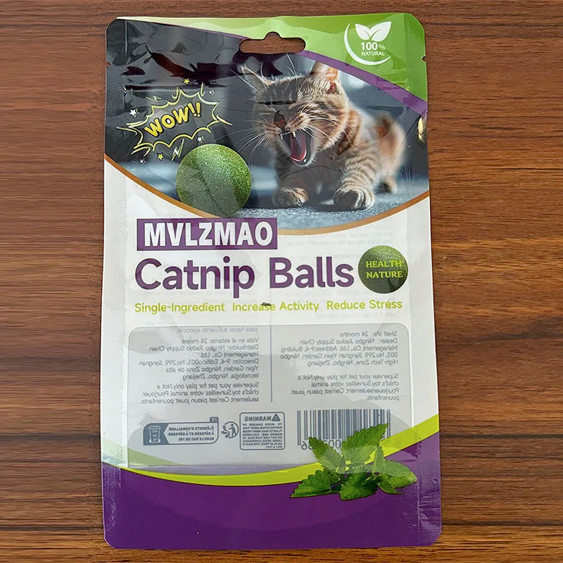 Edible Catnip Ball – Safe Chewable Cat Toy for Dental Health & Interactive Play