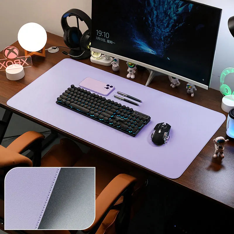 Large PU Leather Desk Pad Non-Slip Stitched Edge Office Mouse Pad and Desk Blotter