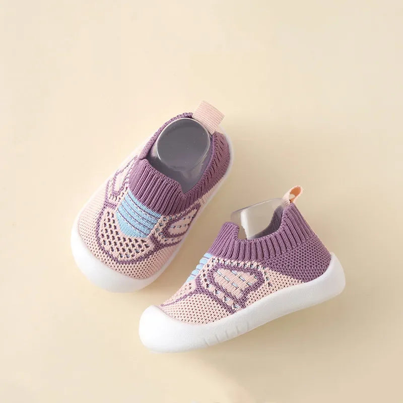 Baby Anti-Slip Breathable First Walker Crib Socks with Rubber Sole (11.5–15.5 cm / 4.5–6.1 in)