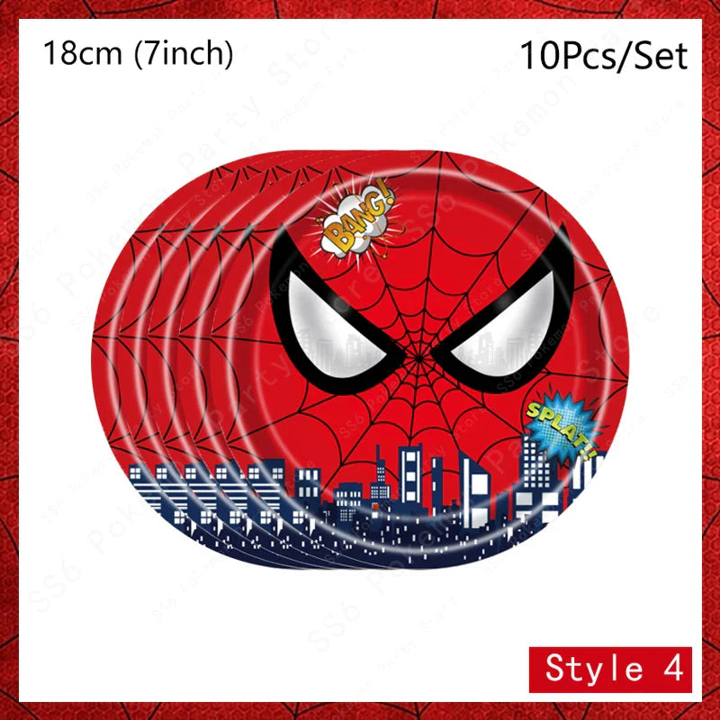 Spiderman Kids Birthday Party Supplies - Disposable Tableware Set with Plates, Cups, Napkins & Favor Bags