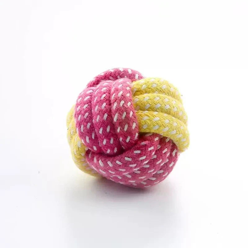 Candy-Colored Cotton Rope Ball Chew Toy for Dogs & Cats — Durable Tug & Fetch Pet Toy