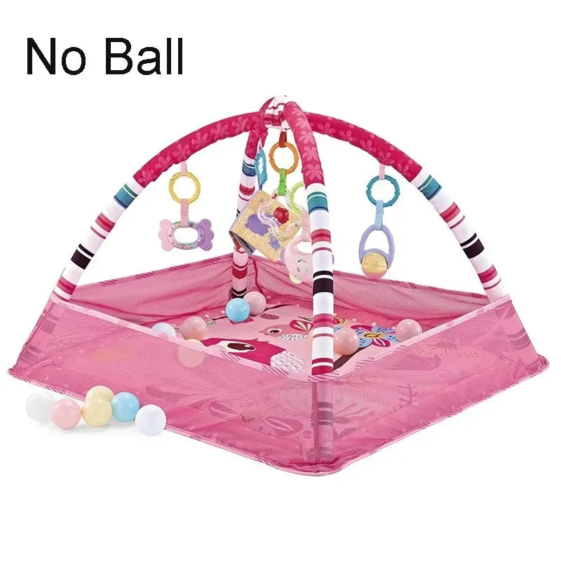 Baby Play Gym Activity Mat with Toy Bar — Tummy Time & Crawling Playmat for Newborns to 18 Months, 31.5 x 31.5 x 19.7 in (80 x 80 x 50 cm)