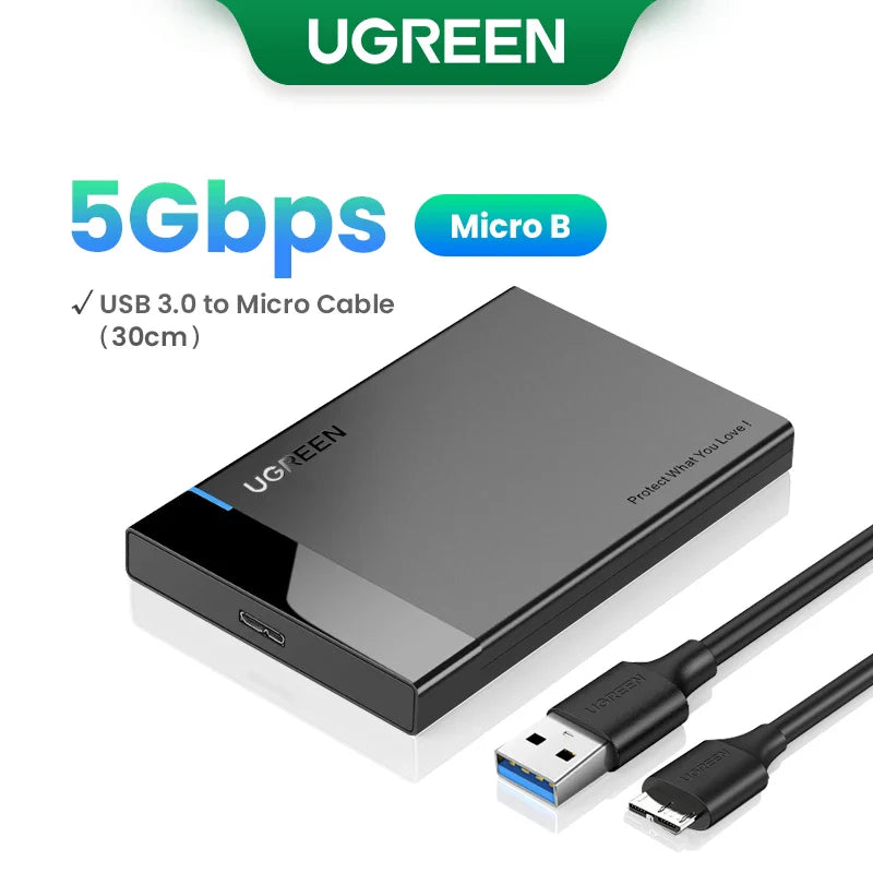 2.5" SATA to USB-C Hard Drive Enclosure — USB 3.1 Gen 2 (10Gbps) UASP Tool-Free SSD/HDD Case, Supports 7mm & 9.5mm, Up to 10TB