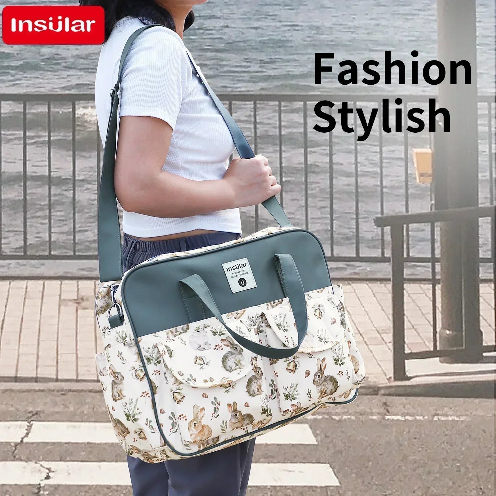 Large Capacity Waterproof Mommy Diaper Bag - Wide-Opening Travel Messenger Crossbody Nappy Bag with Organizer