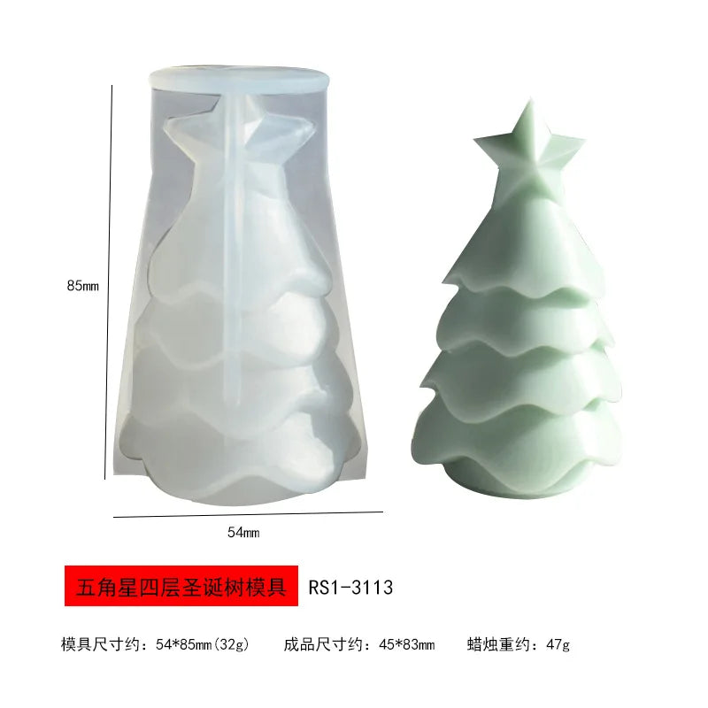 3D Christmas Tree Silicone Mold for Candle Making, Soap, Resin & Baking DIY Holiday Craft Kit
