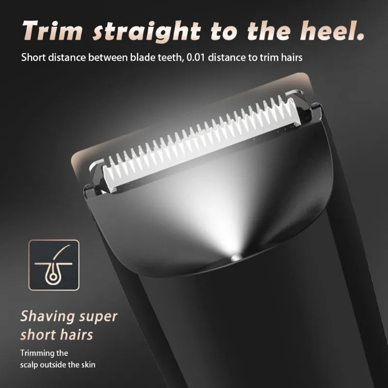 Men's Groin & Body Hair Trimmer Electric Wet and Dry Shaver with Stainless Steel Blade and 2 Guard Combs