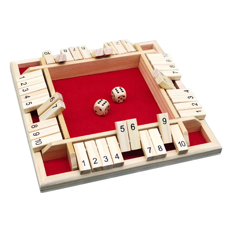 Wooden Arithmetic Dice Game Shut the Box 4-Player Party & Family Number Game