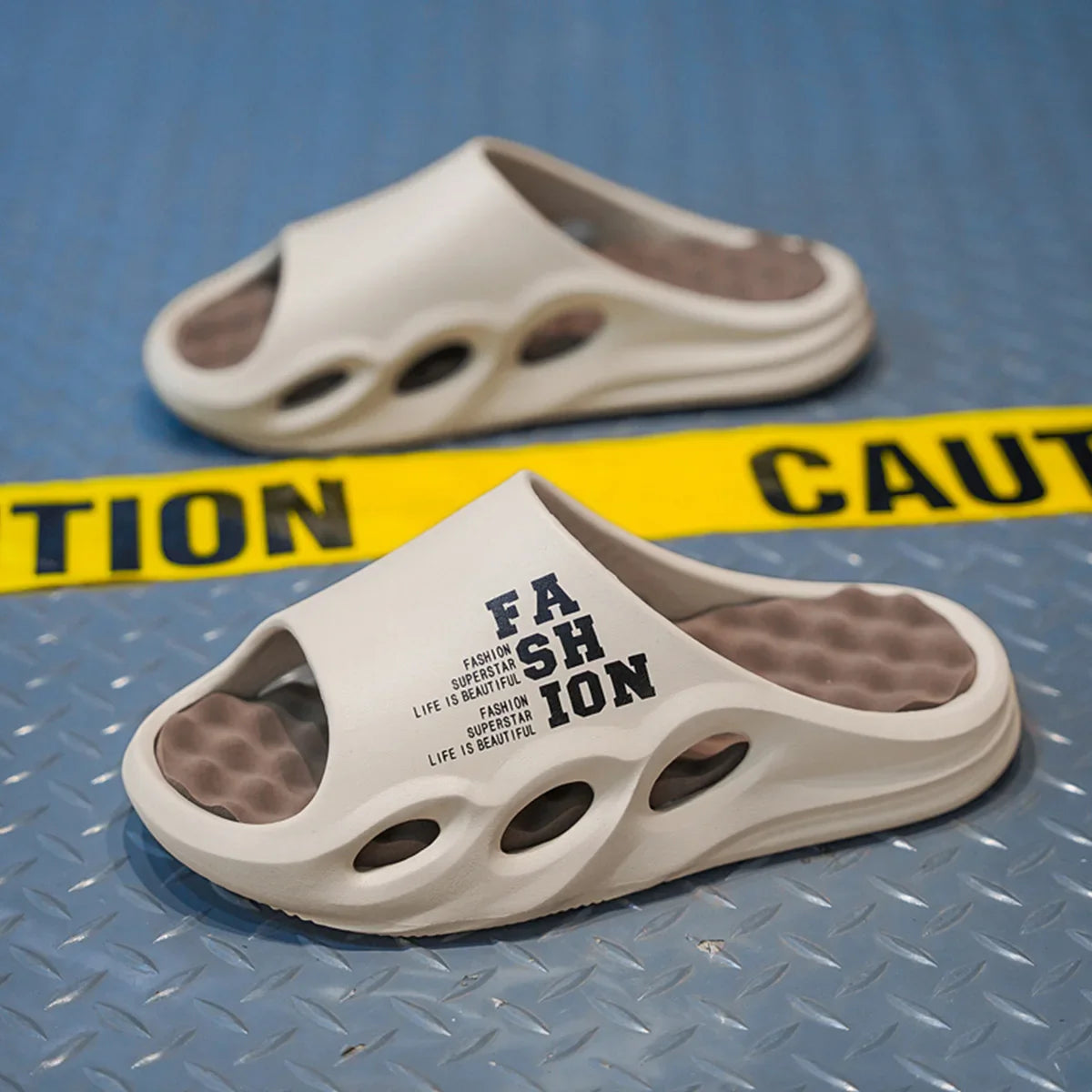 Men's Massage Slide Sandals Thick Sole Non-Slip Indoor Outdoor Shower & Beach Slides