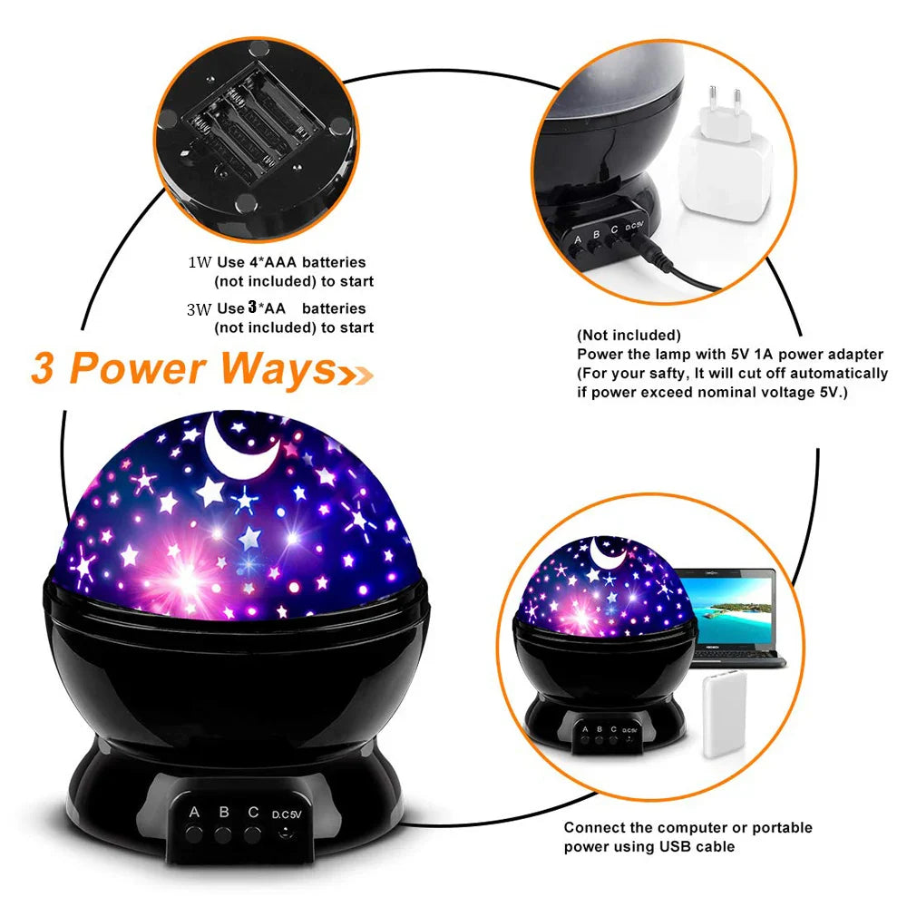 Rotating Star Projector Night Light – LED Galaxy & Moon Lamp for Kids Bedroom, Soothing Sleep Light & Gift for Girls and Boys