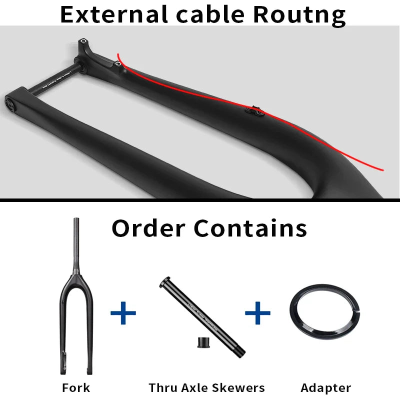 Full Carbon Boost MTB Fork 110x15mm Thru-Axle for 29er Tapered 1-1/8 to 1-1/2 Disc Brake Rigid Fork