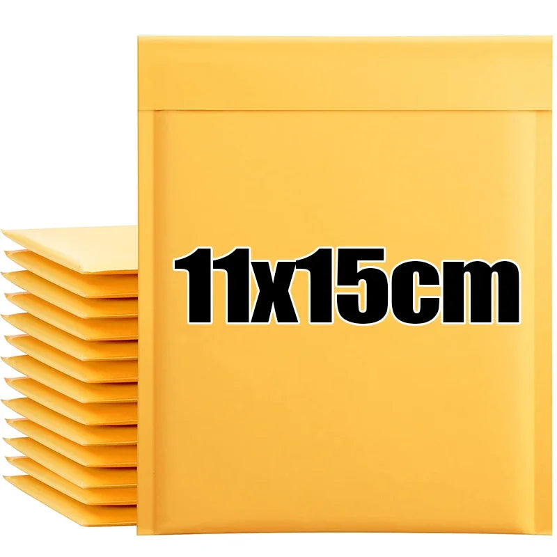 Kraft Paper Bubble Mailers – Self-Seal Waterproof Padded Envelopes, Yellow, Multiple Sizes (11×13–18×23 cm / 4.3×5.1–7.1×9.1 in), Pack of 10/20/30/50