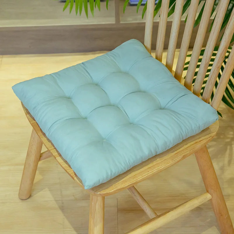 Tie-On Rectangle Dining Chair Seat Cushion - Thick Polyester Cotton Pad for Dining, Floor & Meditation
