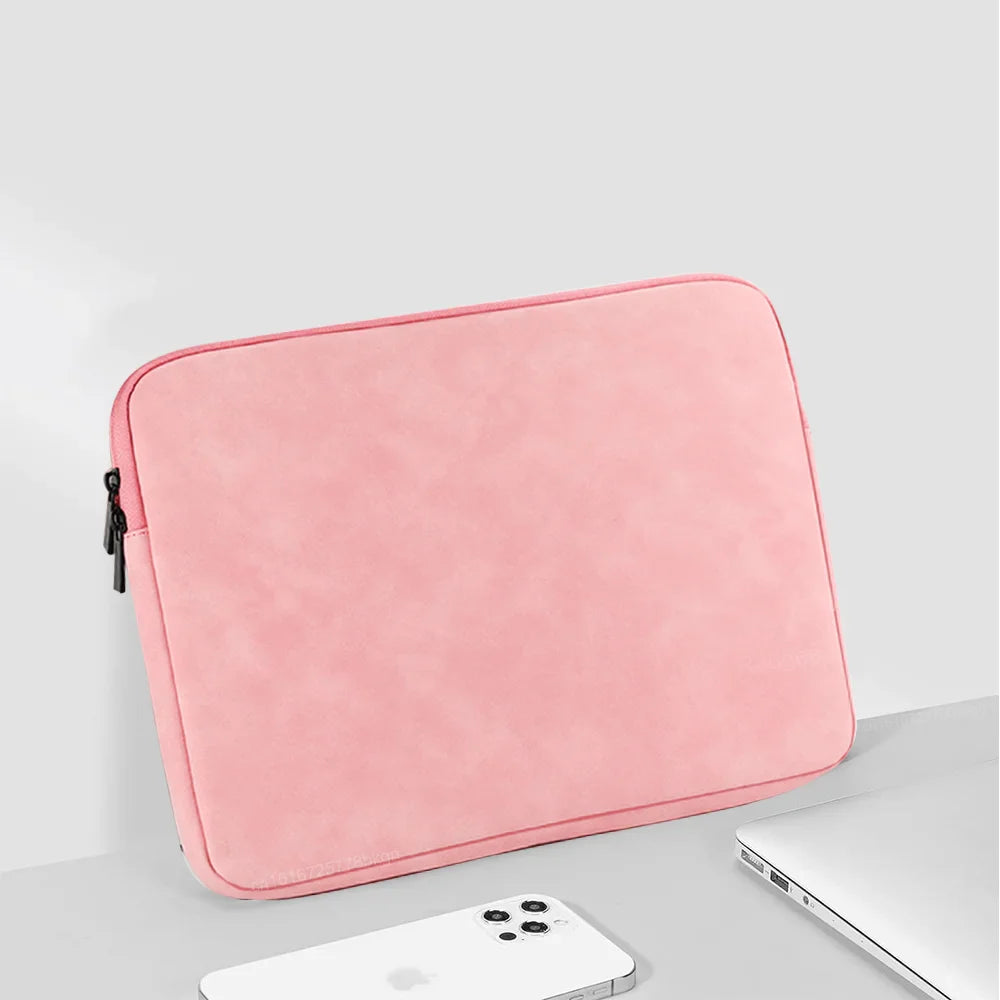 PU Laptop Sleeve Bag - Shockproof Water-Resistant Zipper Case for 12–15.6 in (30–39.6 cm) Laptops, Slim Foam & Fleece Lined