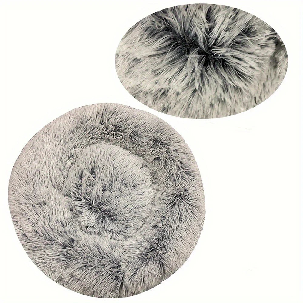 Round Plush Pet Bed, Washable Cozy Dog & Cat Sofa, Winter Warm, Multiple Sizes 16–35 in (40–90 cm)